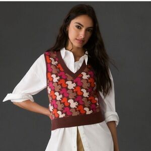 Maeve Vera Jacquard Sweater Vest Squirrel Print Size Small New With Tag